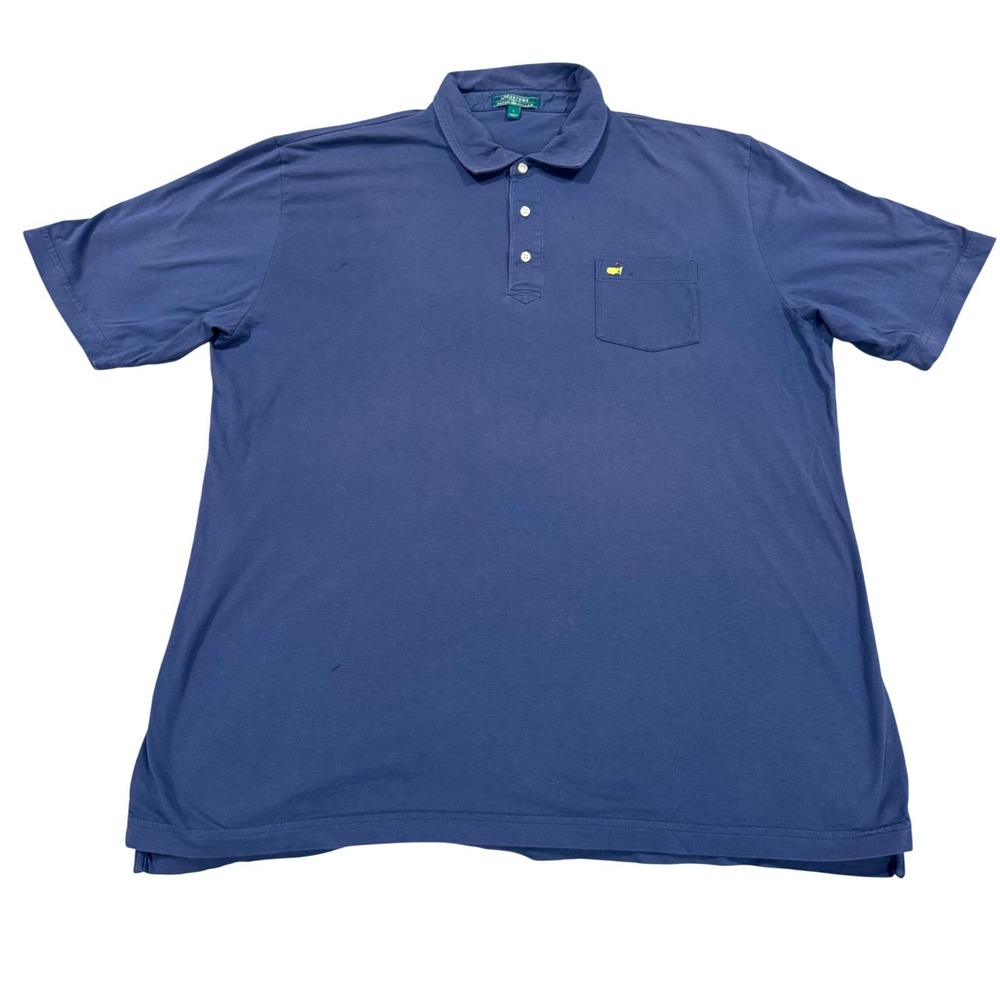 Masters Peter Millar Mens Large Blue Short Sleeve Pocket Polo Golf‎ Shirt Large